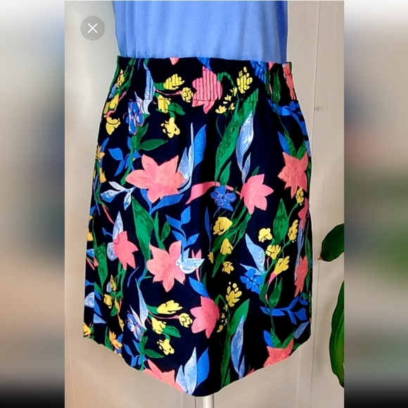 J Crew Factory NWT Floral Sidewalk Skirt, Navy & Coral, Linen-Cotton Blend Sz 4 - Picture 8 of 8